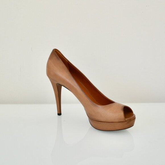 NIB GUCCI SADDLE SOFT TAMPONATO DISTRESSED LEATHER PUMPS - Picture 4 of 9